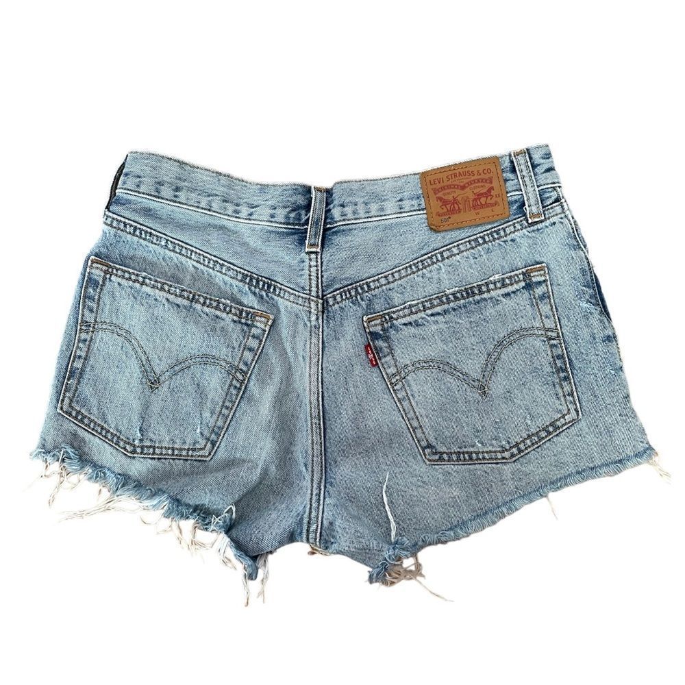 Levi's 501 Cut Off Women's Short Button Fly Frayed Distressed in Waveline Sz 27 - Picture 8 of 13